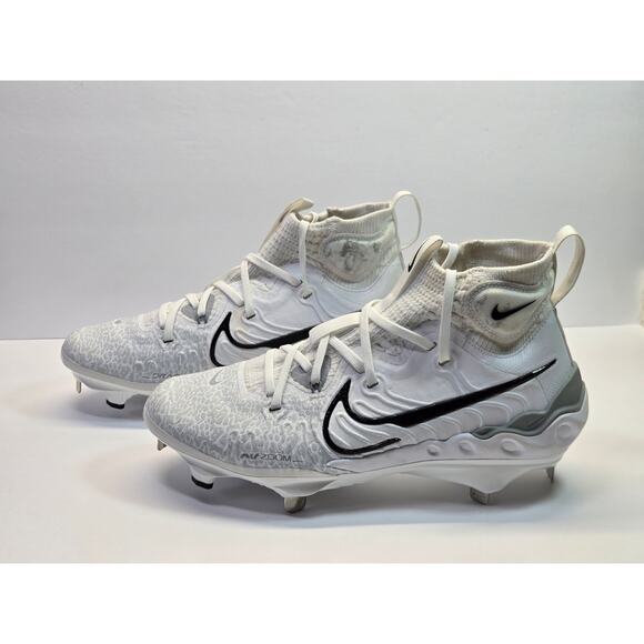 NWOT Nike Alpha Huarache NXT Metal Baseball cleats Men Sz 8 White DJ6517-100 - Picture 1 of 8